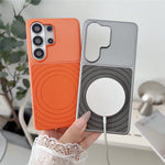 For Samsung Galaxy S26 Ultra Magnetic Case Ripple Pattern Leather Coated PC + TPU Shockproof Back Cover
