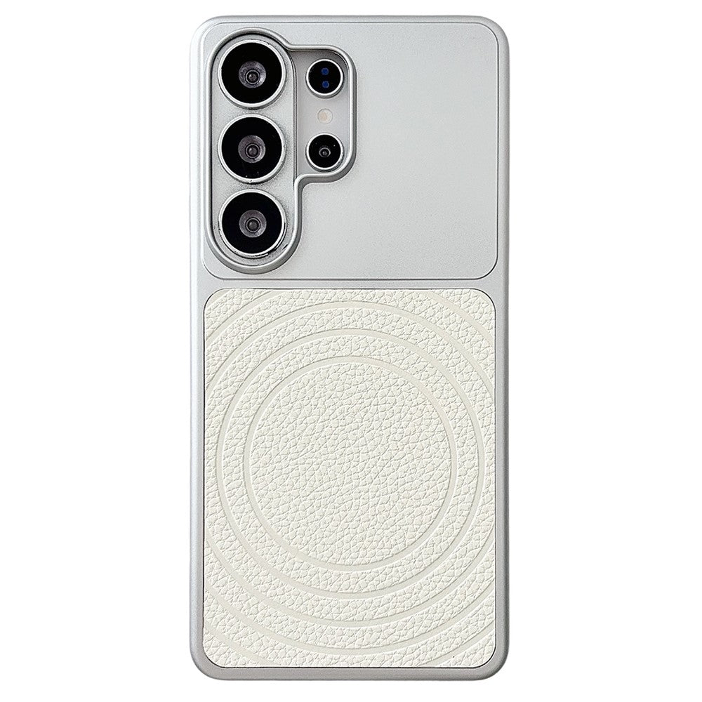 For Samsung Galaxy S26 Ultra Magnetic Case Ripple Pattern Leather Coated PC + TPU Shockproof Back Cover
