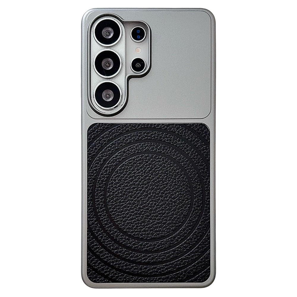 For Samsung Galaxy S26 Ultra Magnetic Case Ripple Pattern Leather Coated PC + TPU Shockproof Back Cover