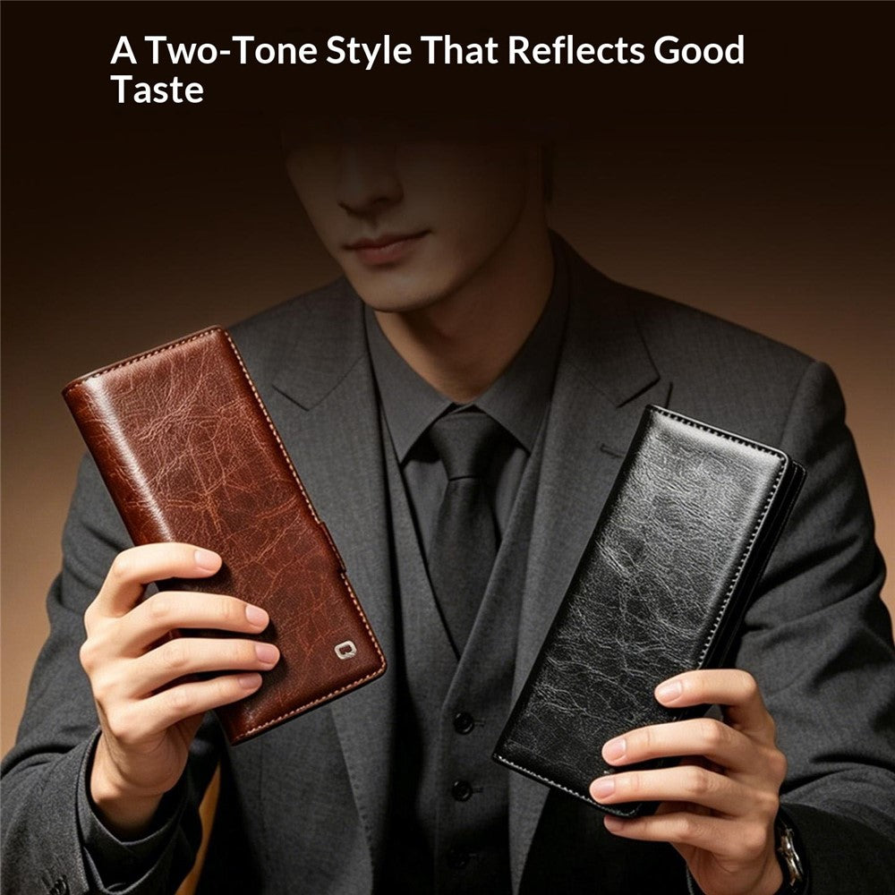 QIALINO For Samsung Galaxy Z Fold8 Ultra Case Genuine Cow Leather Stand Wallet Phone Cover