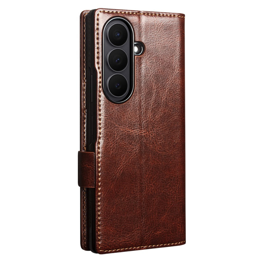 QIALINO For Samsung Galaxy Z Fold8 Ultra Case Genuine Cow Leather Stand Wallet Phone Cover