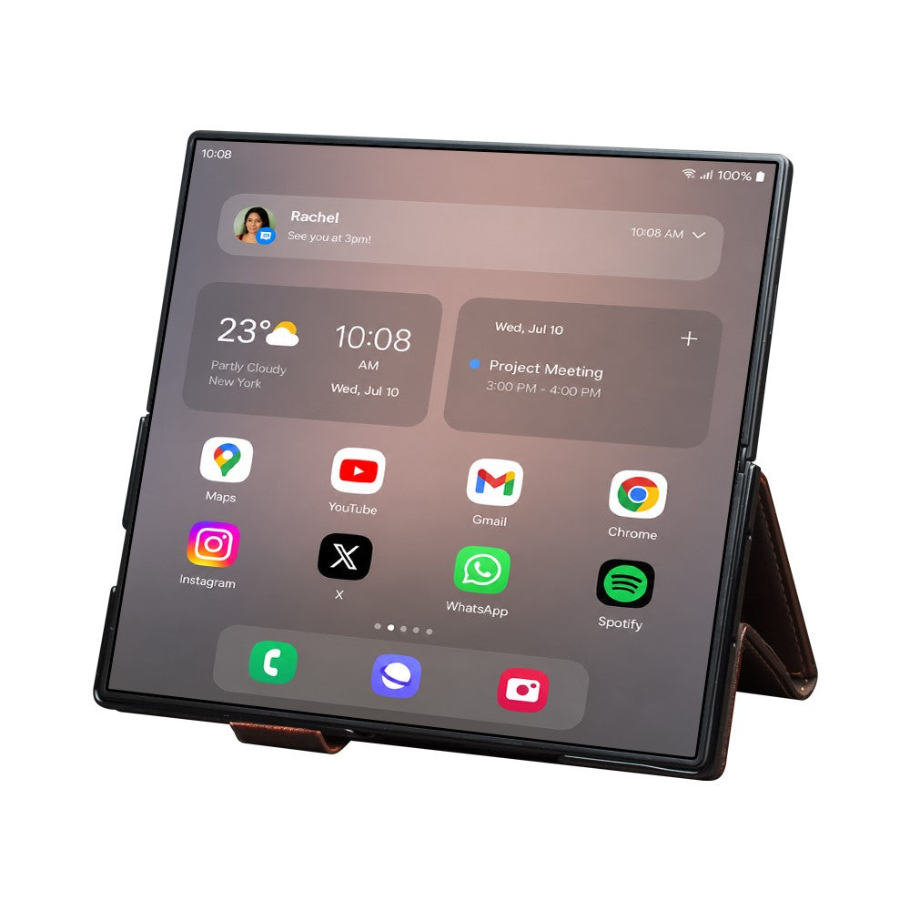 QIALINO For Samsung Galaxy Z Fold8 Ultra Case Genuine Cow Leather Stand Wallet Phone Cover