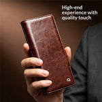 QIALINO For Samsung Galaxy Z Fold8 Ultra Case Genuine Cow Leather Stand Wallet Phone Cover
