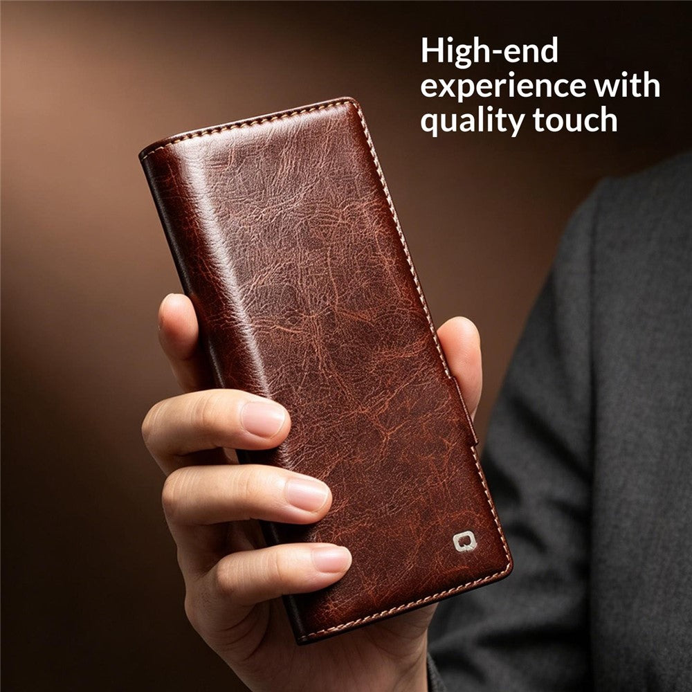 QIALINO For Samsung Galaxy Z Fold8 Ultra Case Genuine Cow Leather Stand Wallet Phone Cover