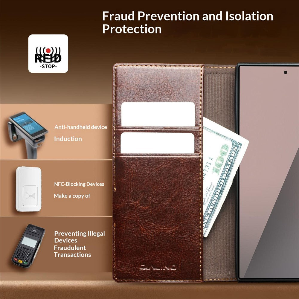 QIALINO For Samsung Galaxy Z Fold8 Ultra Case Genuine Cow Leather Stand Wallet Phone Cover