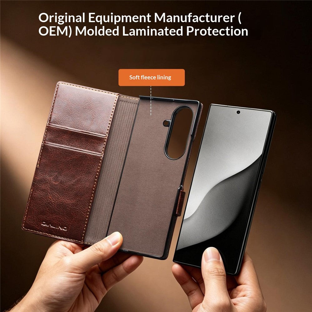 QIALINO For Samsung Galaxy Z Fold8 Ultra Case Genuine Cow Leather Stand Wallet Phone Cover
