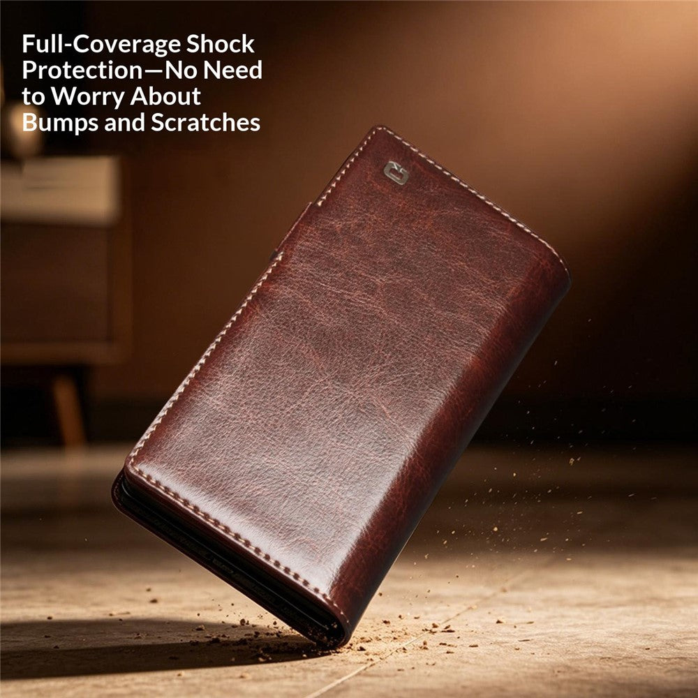 QIALINO For Samsung Galaxy Z Fold8 Ultra Case Genuine Cow Leather Stand Wallet Phone Cover