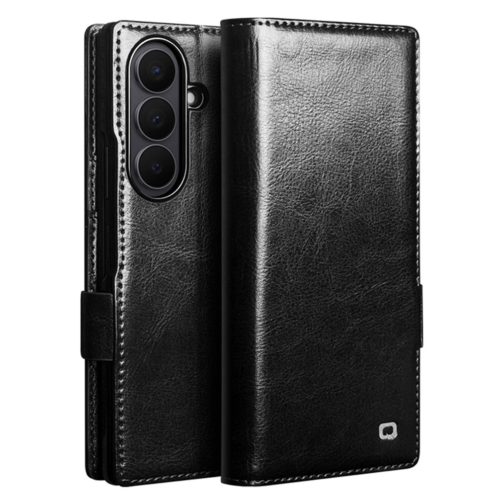 QIALINO For Samsung Galaxy Z Fold8 Ultra Case Genuine Cow Leather Stand Wallet Phone Cover