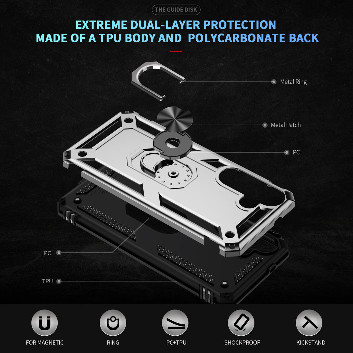 For Samsung Galaxy S26 FE Case PC + TPU Phone Cover with Kickstand