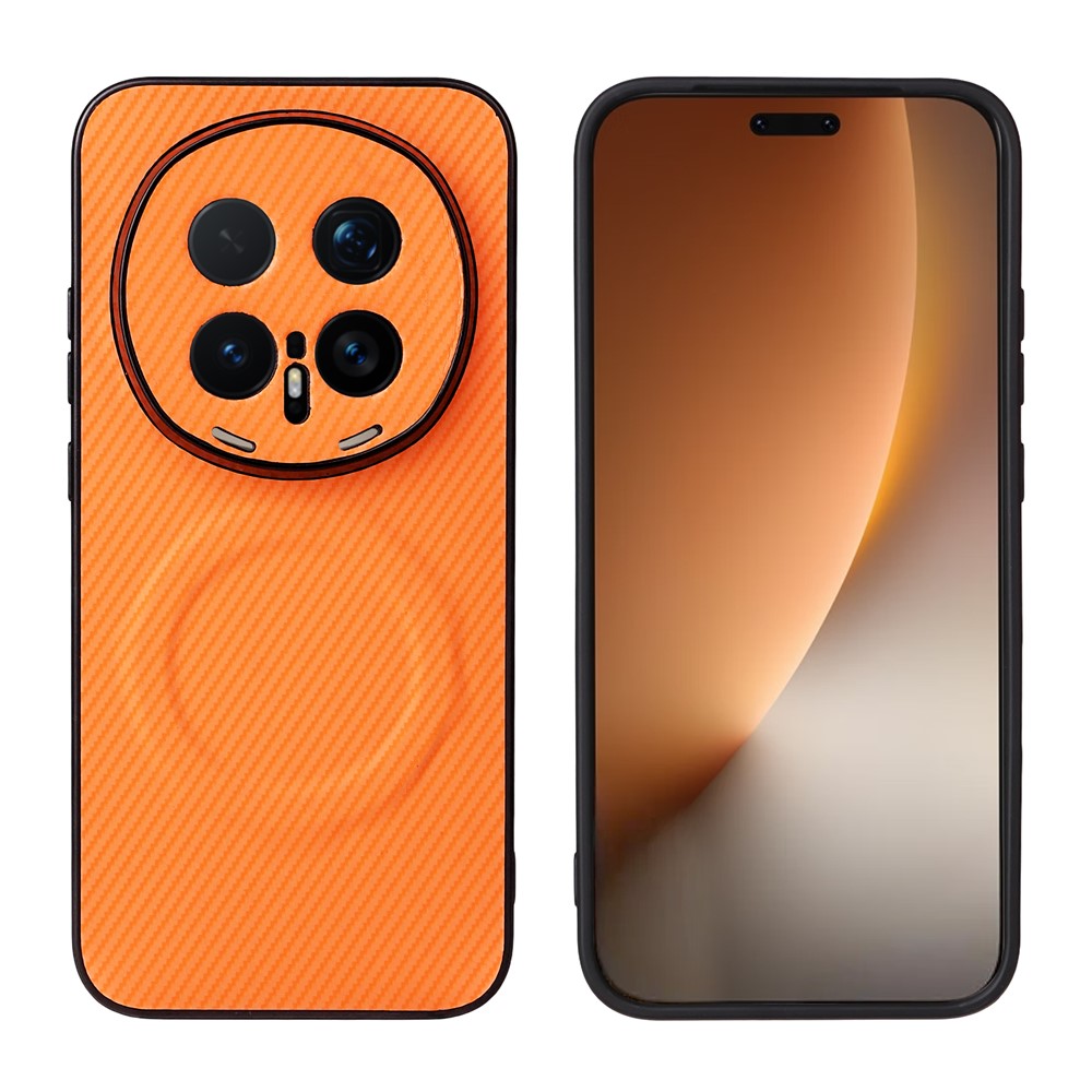 Skal till For Honor Magic8 Pro 5G, kolfiberstruktur, läderbelagt TPU-PC-mobilskal med metallring för magnetiskt bilfäste
