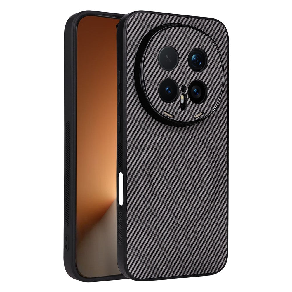Skal till For Honor Magic8 Pro 5G, kolfiberstruktur, läderbelagt TPU-PC-mobilskal med metallring för magnetiskt bilfäste