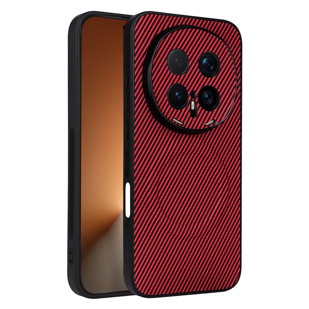 Skal till For Honor Magic8 Pro 5G, kolfiberstruktur, läderbelagt TPU-PC-mobilskal med metallring för magnetiskt bilfäste