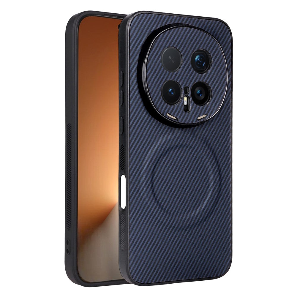 Skal till For Honor Magic8 Pro 5G, kolfiberstruktur, läderbelagt TPU-PC-mobilskal med metallring för magnetiskt bilfäste