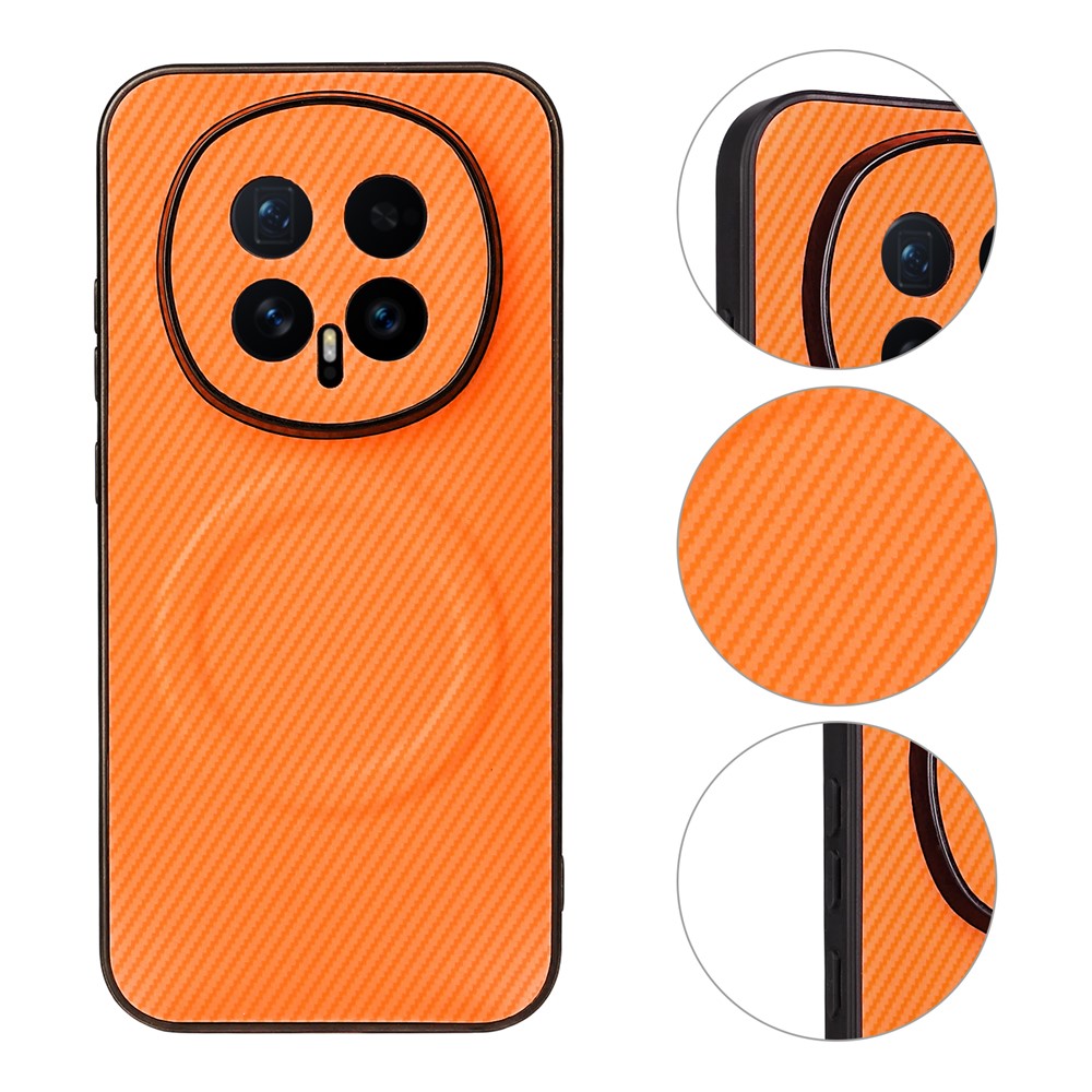 For Honor Magic8 5G Case Carbon Fiber Texture Leather Coated TPU PC Phone Cover with Metal Ring for Magnetic Car Mount