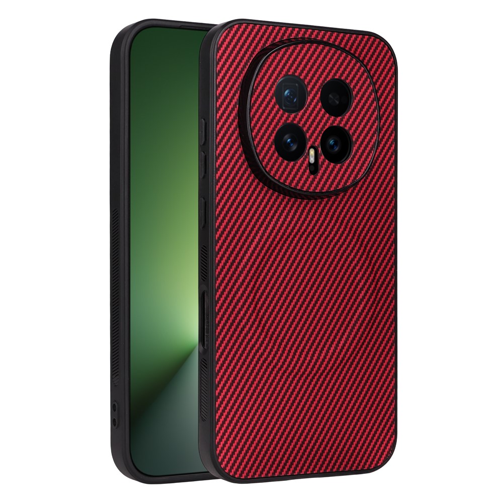 For Honor Magic8 5G Case Carbon Fiber Texture Leather Coated TPU PC Phone Cover with Metal Ring for Magnetic Car Mount
