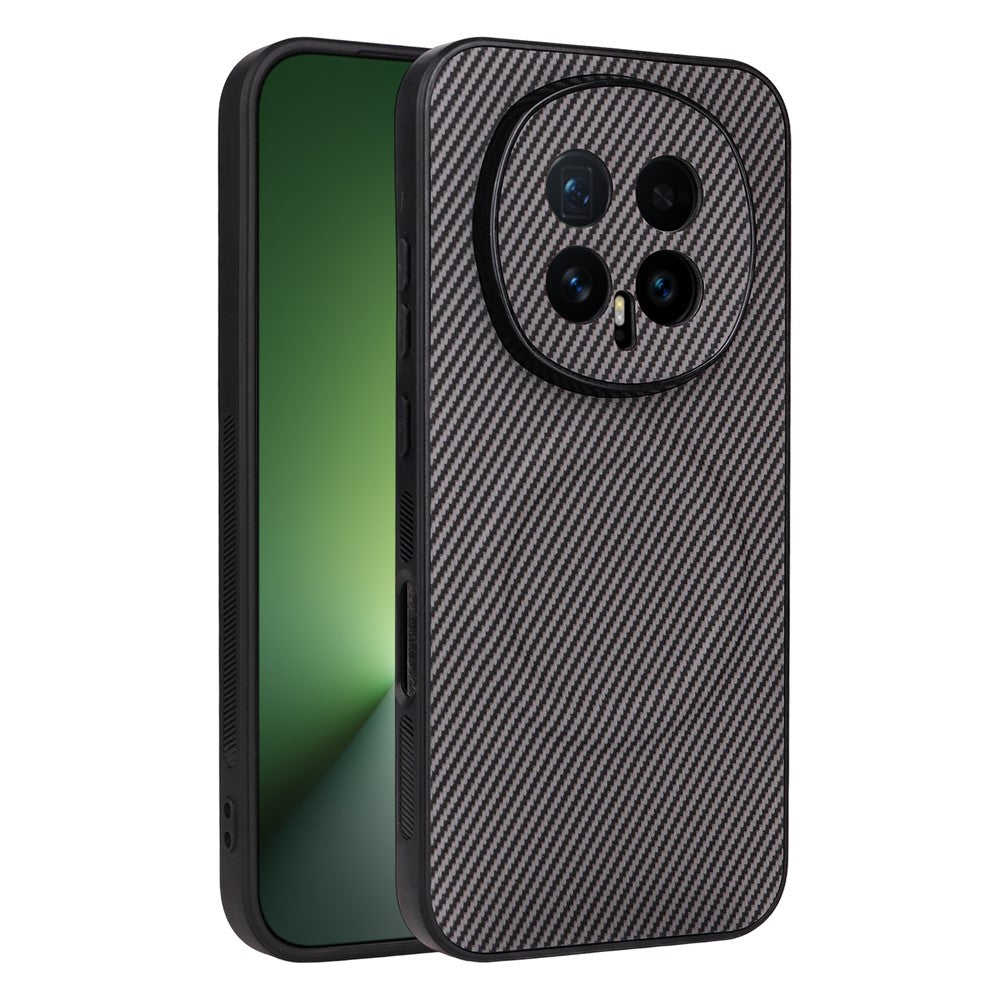 For Honor Magic8 5G Case Carbon Fiber Texture Leather Coated TPU PC Phone Cover with Metal Ring for Magnetic Car Mount