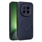 For Honor Magic8 5G Case Carbon Fiber Texture Leather Coated TPU PC Phone Cover with Metal Ring for Magnetic Car Mount