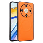 Skal till Honor X9b 5G / Magic6 Lite 5G, kolfiberstruktur, läderbelagt TPU PC-mobilskal med metallring för magnetiskt bilfäste