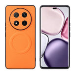Honor Magic7 Lite 5G / X60 Pro 5G / X9c 5G-skal med kolfiberstruktur, läderbeläggning, TPU-PC-mobilskal med metallring för magnetiskt bilfäste