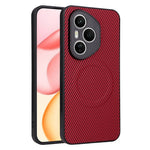 For Honor 400 Pro 5G (Global) Case Carbon Fiber Texture Leather Coated TPU PC Phone Cover with Metal Ring for Magnetic Car Mount