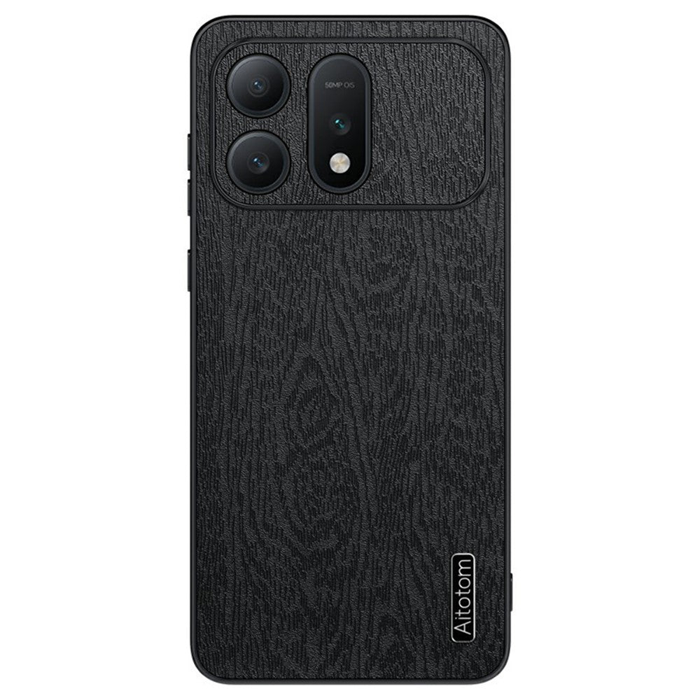 For Honor Win Turbo 5G Case Wood Texture PU Leather Coated PC TPU Phone Cover
