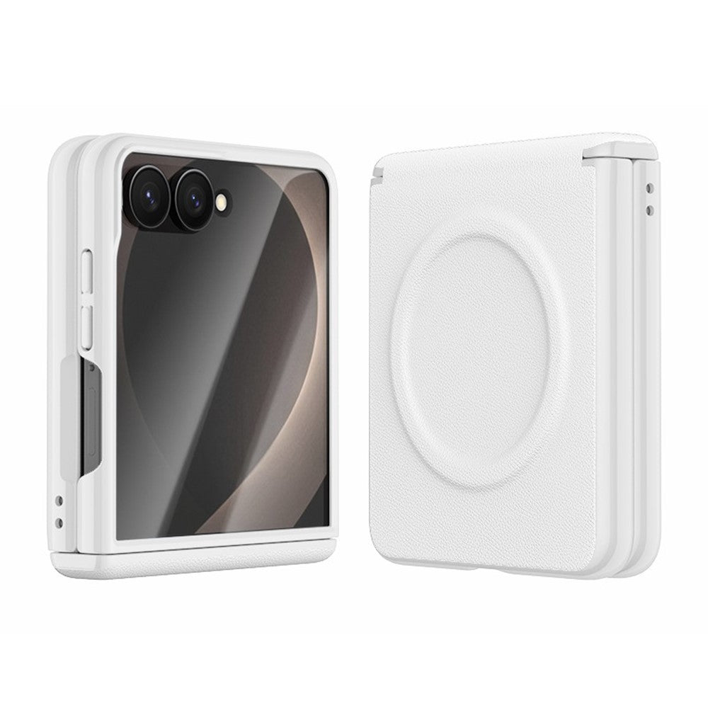 GKK for Samsung Galaxy Z Flip8 Magnetic Case Hinge Protection Leather + PC Phone Cover with Screen Protector
