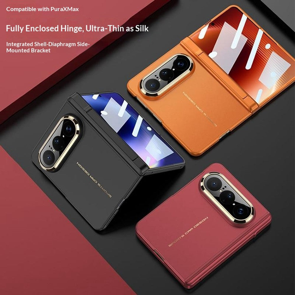 GKK Skal För Huawei Pura X Max Magnetiskt Gångjärn Dolt Stöd Ultratunt PC-mobilskal med HD Klar Härdat Glas Skärmfilm