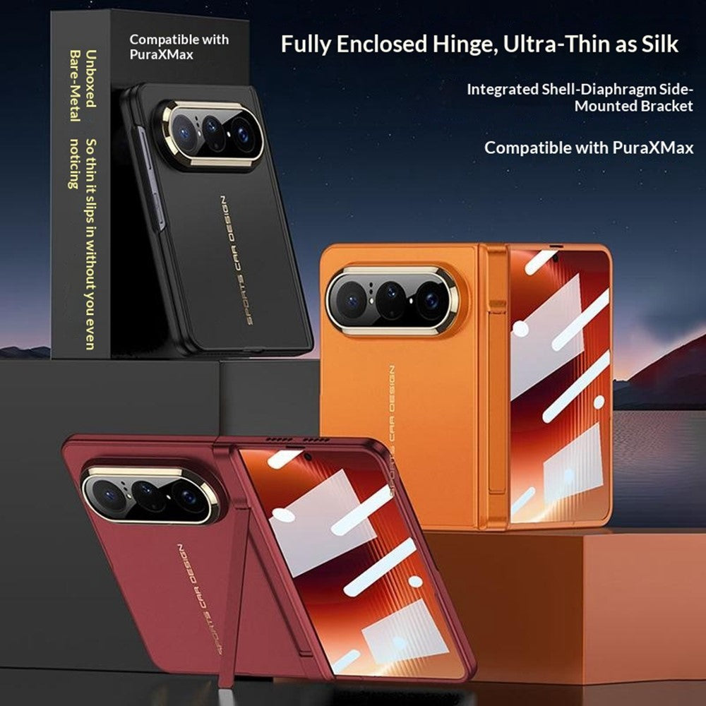 GKK Skal För Huawei Pura X Max Magnetiskt Gångjärn Dolt Stöd Ultratunt PC-mobilskal med HD Klar Härdat Glas Skärmfilm