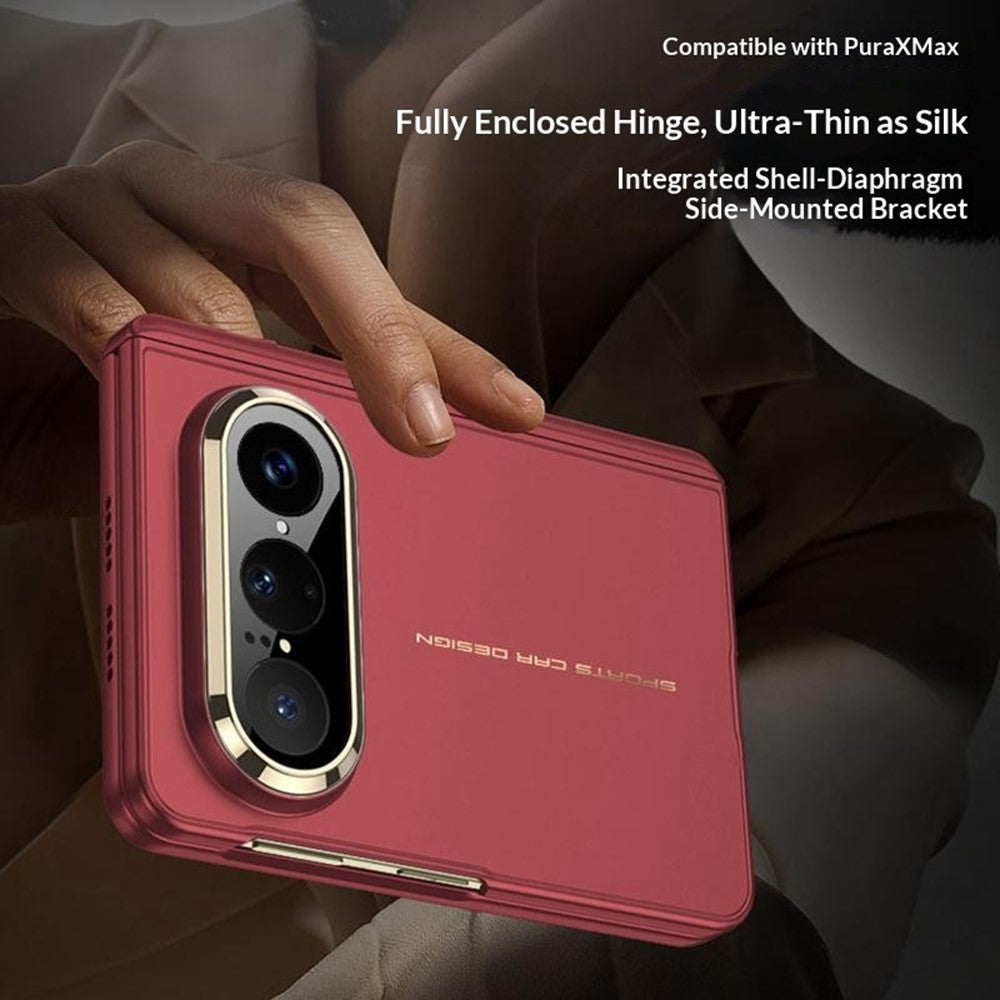 GKK Skal För Huawei Pura X Max Magnetiskt Gångjärn Dolt Stöd Ultratunt PC-mobilskal med HD Klar Härdat Glas Skärmfilm