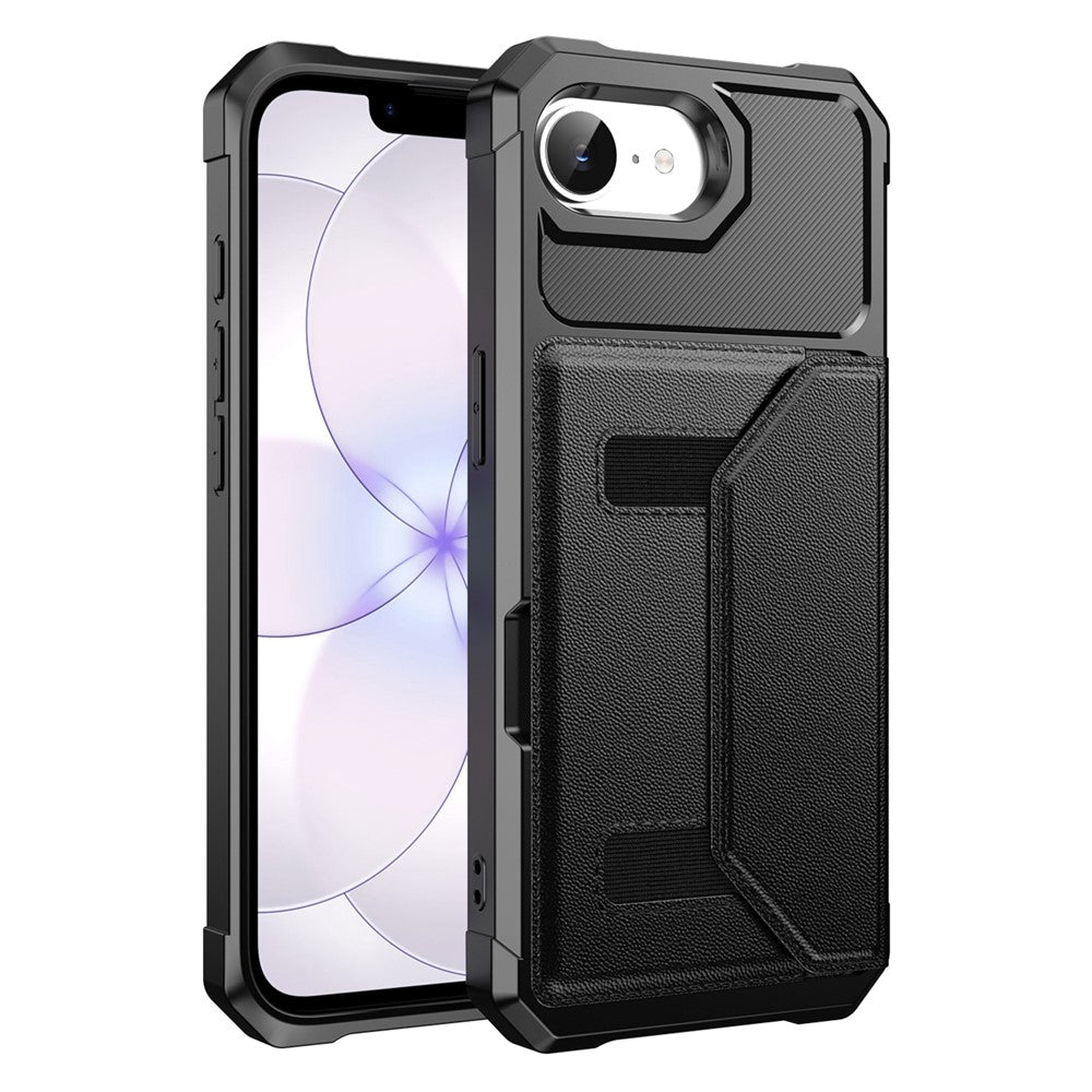 Til iPhone 17e / 16e cover kortholder læder + TPU anti-dråbe telefoncover