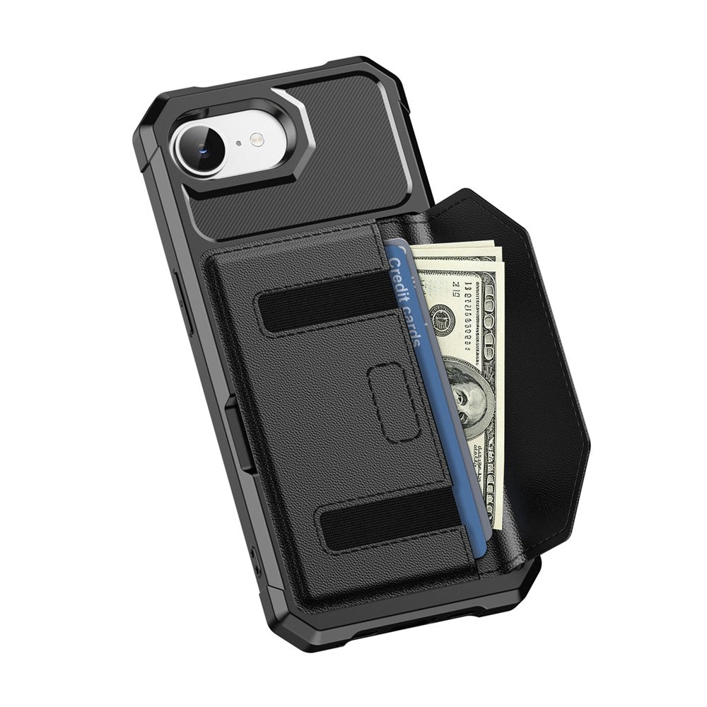 Til iPhone 17e / 16e cover kortholder læder + TPU anti-dråbe telefoncover