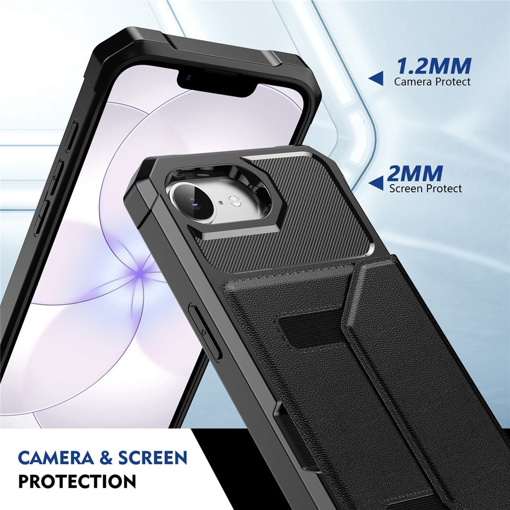Til iPhone 17e / 16e cover kortholder læder + TPU anti-dråbe telefoncover