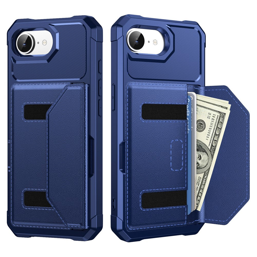 Til iPhone 17e / 16e cover kortholder læder + TPU anti-dråbe telefoncover