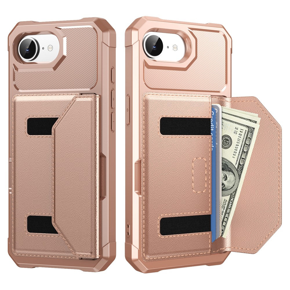 Til iPhone 17e / 16e cover kortholder læder + TPU anti-dråbe telefoncover