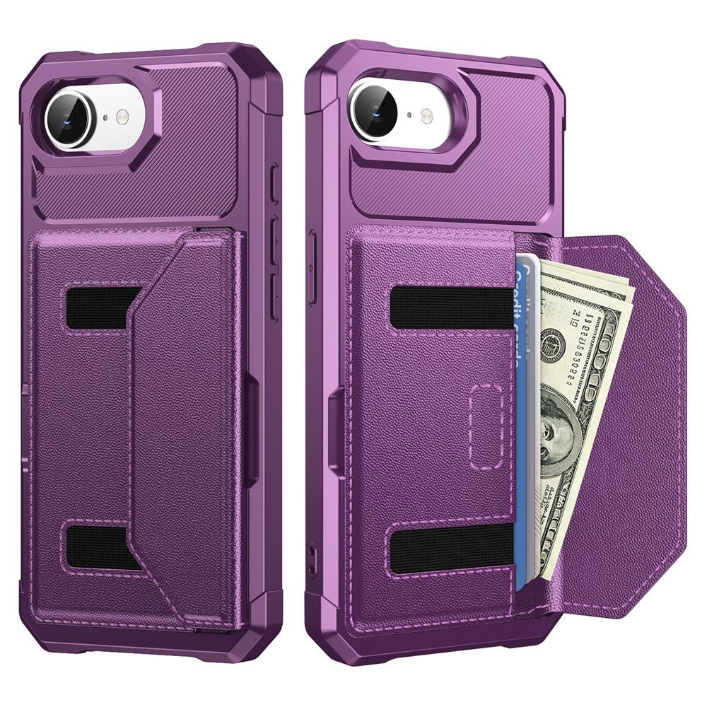 Til iPhone 17e / 16e cover kortholder læder + TPU anti-dråbe telefoncover