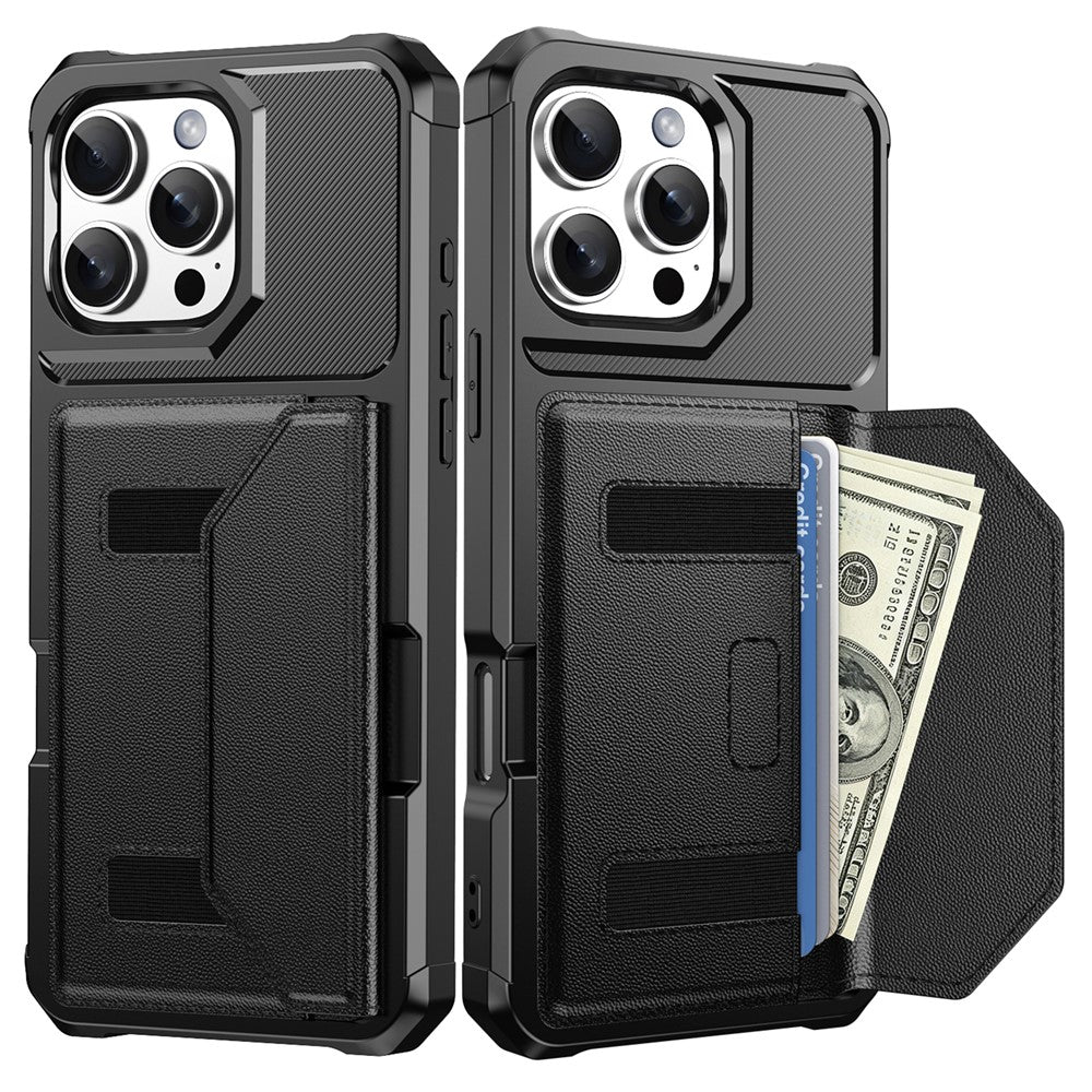For iPhone 16 Pro Max Case Card Holder Leather + TPU Anti-drop Phone Cover