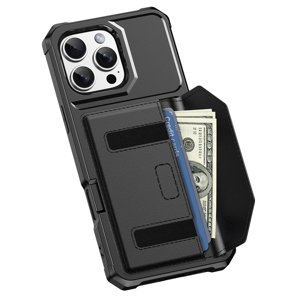 For iPhone 16 Pro Max Case Card Holder Leather + TPU Anti-drop Phone Cover