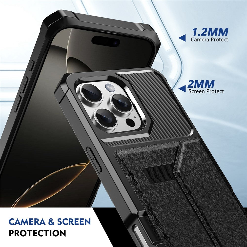 For iPhone 16 Pro Max Case Card Holder Leather + TPU Anti-drop Phone Cover