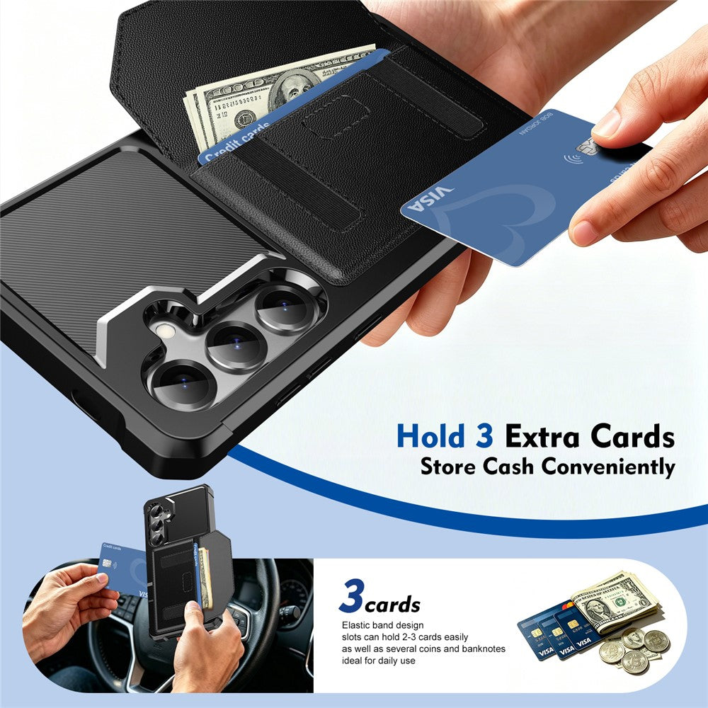 For Samsung Galaxy S25 Case Card Holder Leather + TPU Anti-drop Phone Cover