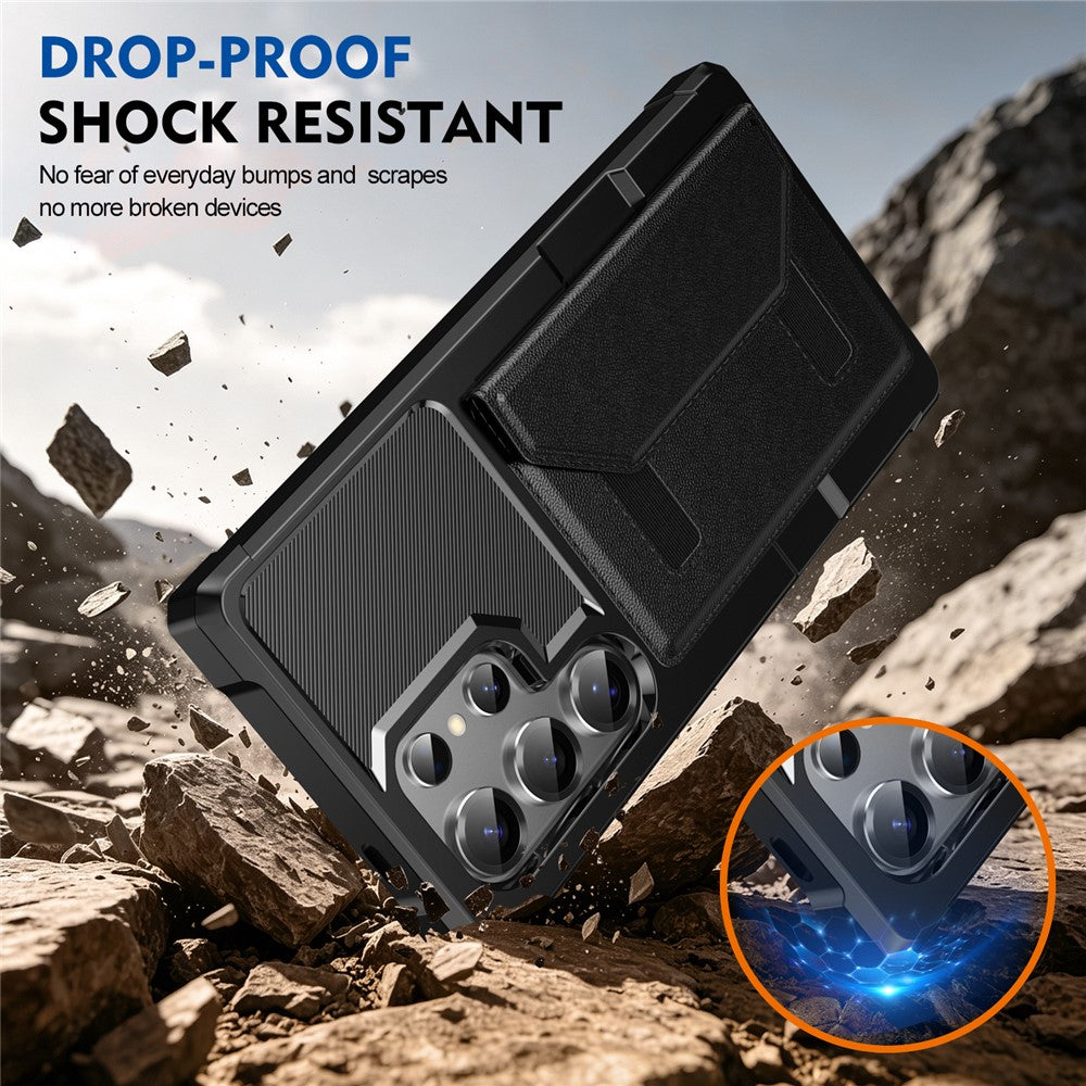 For Samsung Galaxy S24 Ultra Case Card Holder Leather + TPU Anti-drop Phone Cover