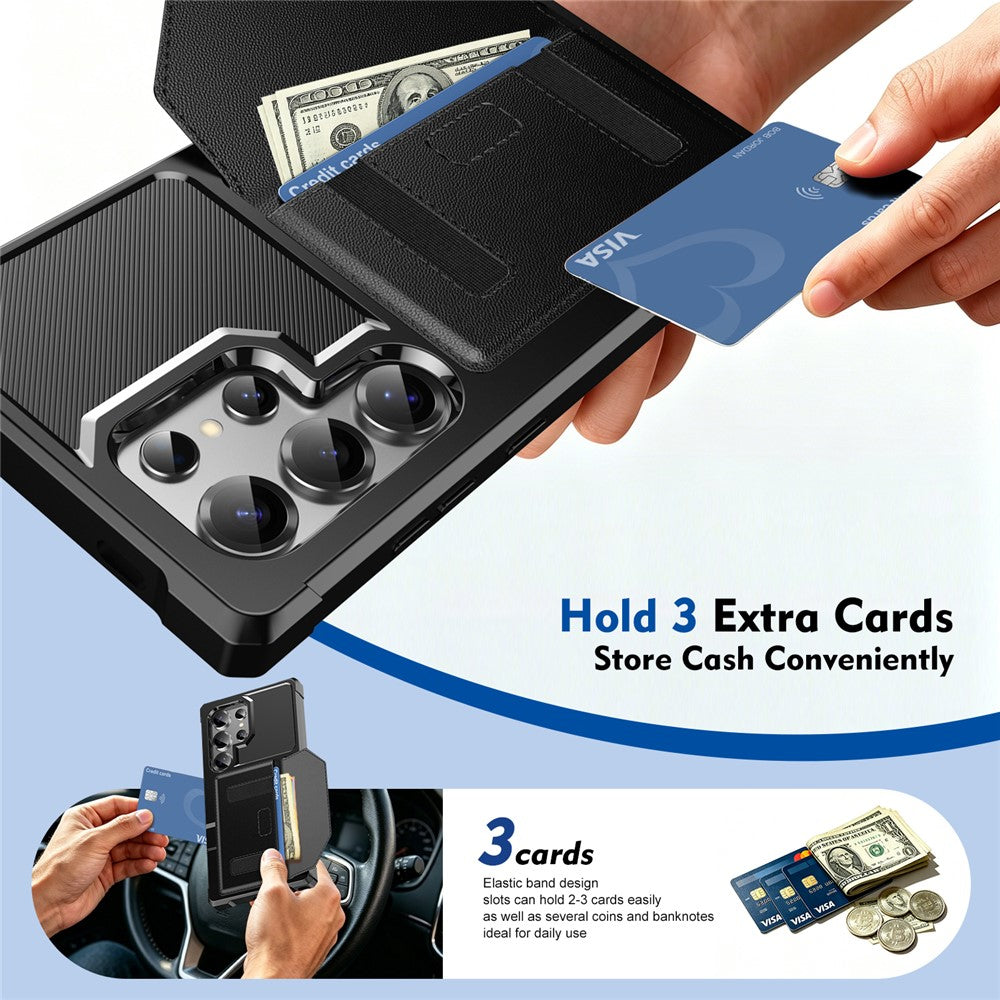 For Samsung Galaxy S24 Ultra Case Card Holder Leather + TPU Anti-drop Phone Cover