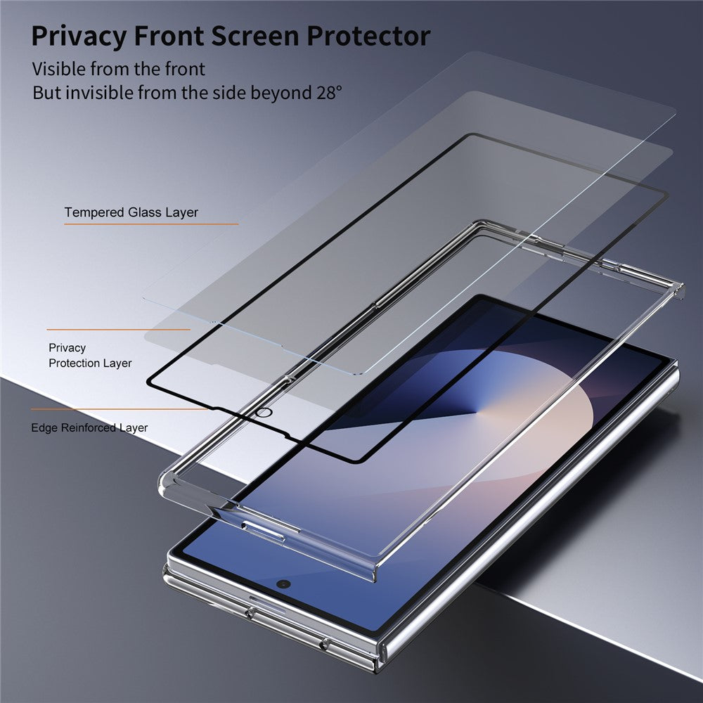 For Samsung Galaxy Z Fold7 5G Magnetic Case Clear PC Phone Cover with Privacy Screen Protector