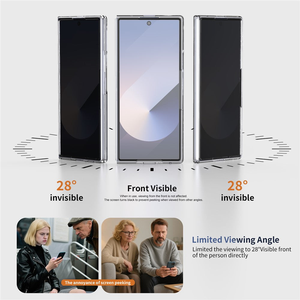 For Samsung Galaxy Z Fold7 5G Magnetic Case Clear PC Phone Cover with Privacy Screen Protector