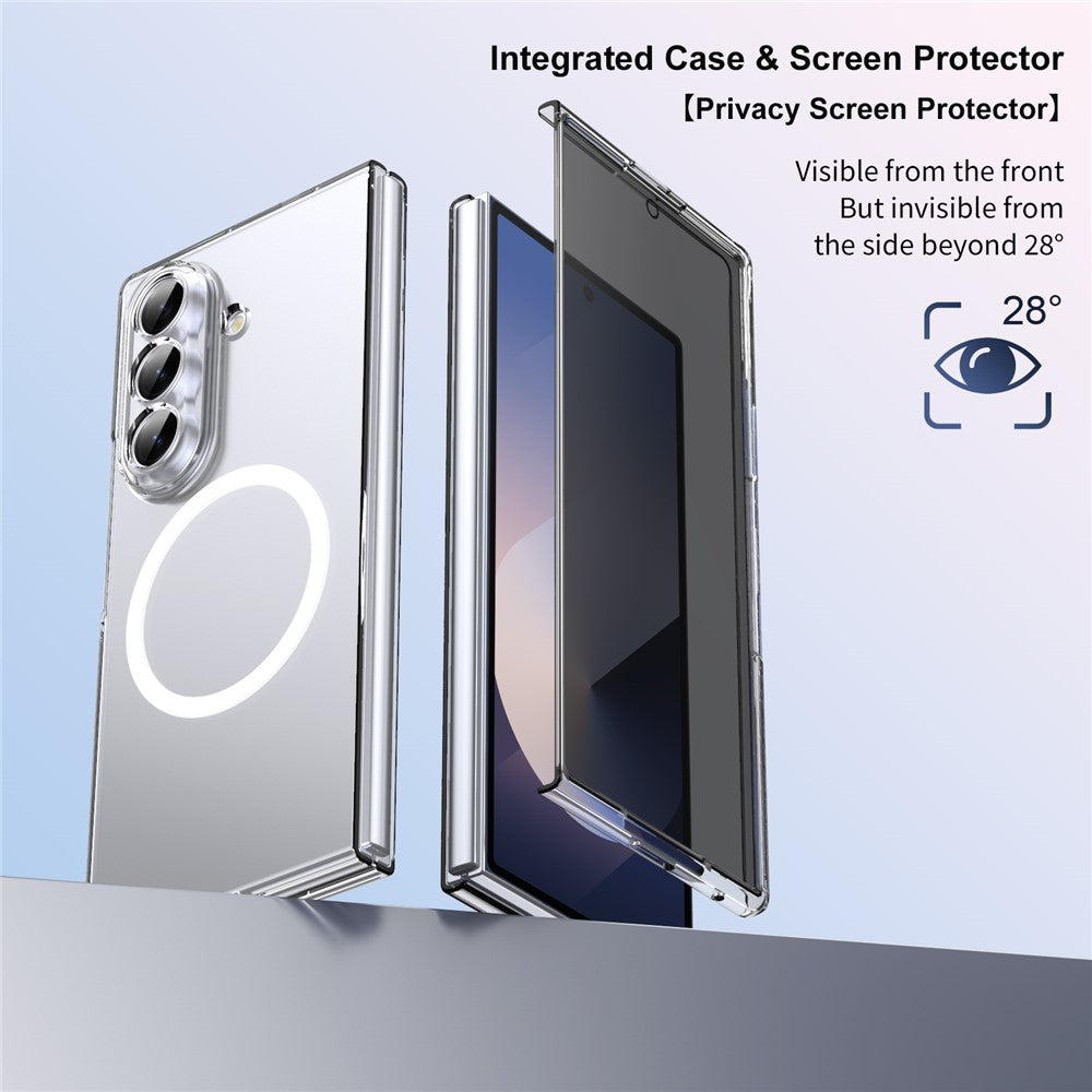 For Samsung Galaxy Z Fold7 5G Magnetic Case Clear PC Phone Cover with Privacy Screen Protector
