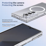 For Samsung Galaxy Z Fold7 5G Magnetic Case Clear PC Phone Cover with Privacy Screen Protector