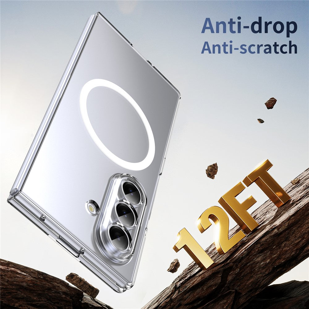 For Samsung Galaxy Z Fold7 5G Magnetic Case Clear PC Phone Cover with Privacy Screen Protector