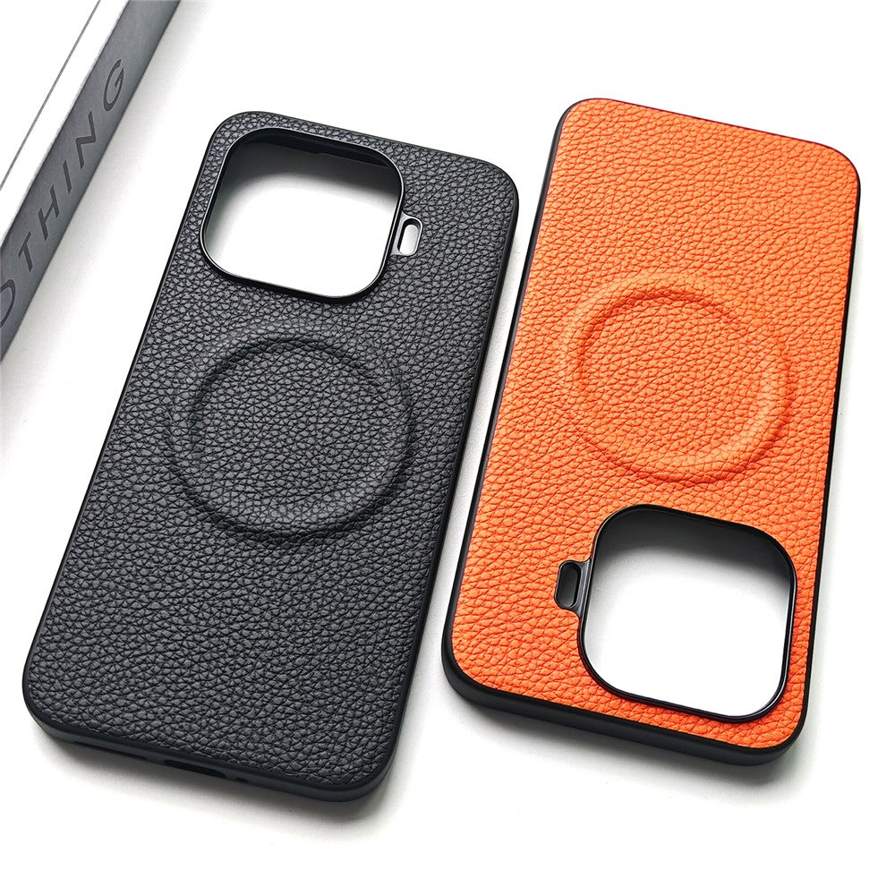 Magnetiskt skal för Xiaomi 17T Pro, litchitexturerat PU-läderbelagt PC + TPU-skyddande mobilskal