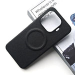 Magnetiskt skal för Xiaomi 17T Pro, litchitexturerat PU-läderbelagt PC + TPU-skyddande mobilskal