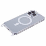 iPhone 13 Pro Max-skal kompatibelt med MagSafe TPU+PC 1,5 mm genomskinligt mobilskal med hål för snodd