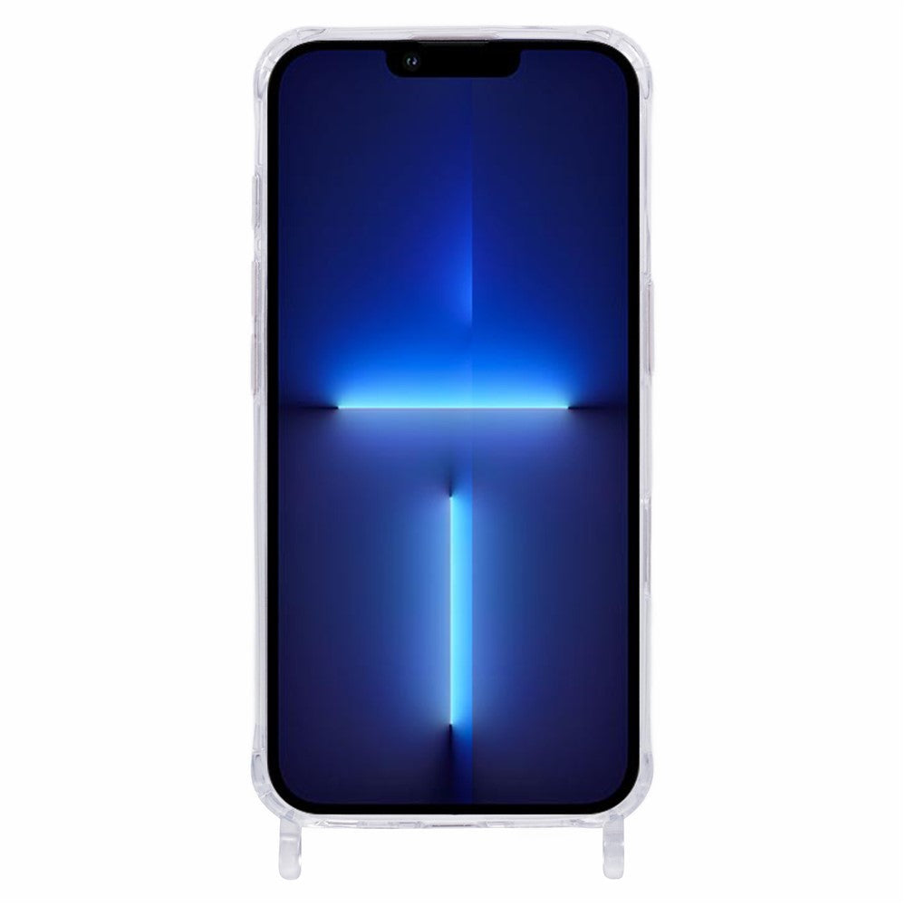 iPhone 13 Pro Max-skal PC+TPU 1,5 mm genomskinligt mobilskal med hål för snodd